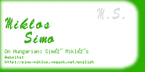 miklos simo business card